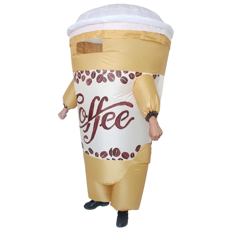 Funny Inflatable Costume Halloween Cosplay Party Hamburger French Fries Coffee Fancy Dress Suit For Adult Blow Up Perform Props