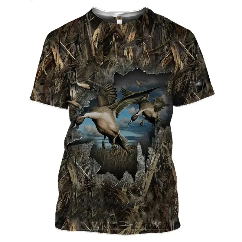 1 Piece Custom Your Picture  New Wild Boar Men Tshirt Jungle Animal Mallard 3D Print Hunt Reed Camouflage T Shirt Guns Hide Deer view 2