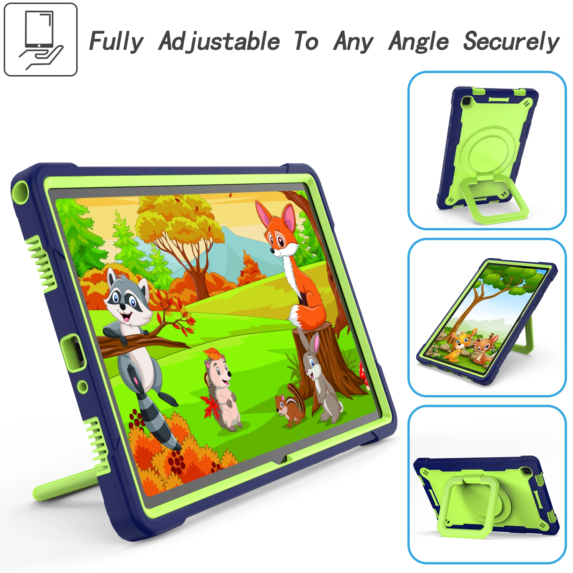 Full Protection Case for Samsung Galaxy Tab A7 10.4 2020 T500 T505 T507 360°Rotatable Kickstand Tablet Cover with Shoulder Strap