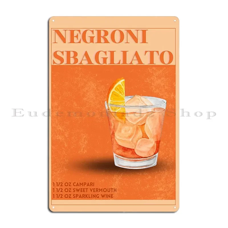 Negroni Sbagliato With Recipe Jealousbarbie Metal Plaque Poster Vintage Create Kitchen Wall Mural Wall Decor Tin Sign Poster