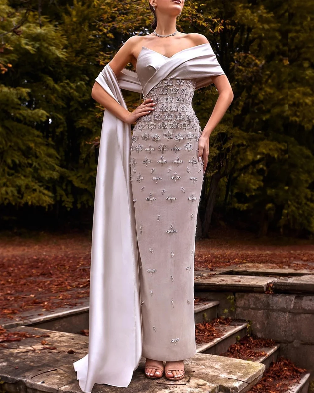 

Yipeisha Ретро мода с открытыми плечами платье Quinceanera вечерние блестки цветы складные атласные платья для выпускного вечера