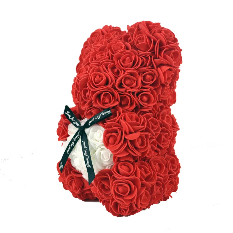 25cm Artificial Flowers Rose Bear Rose Bear White Red Rose Valentines Day Gift Box Girlfriend Anniversary Wedding Dedcoration