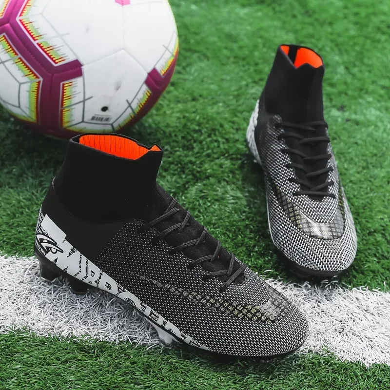 Men Boys Soccer Shoes Football Boots Unisex High Ankle Child Soccer Cleats Training Sport Sneakers Football Shoes