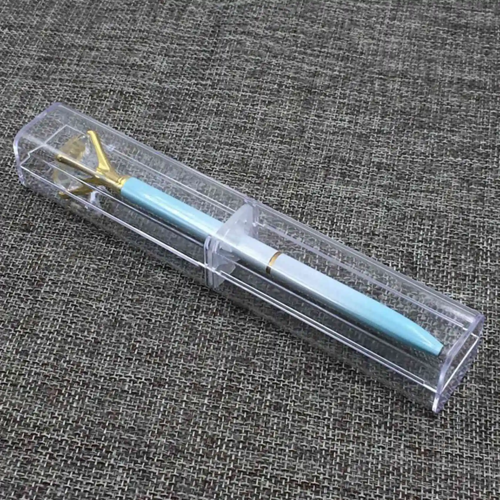 ABRI-50Pcs Plastic Clear Pen Case Gift Empty School Office Collection Set Pen Container Storage For Father's Day Mother's Day