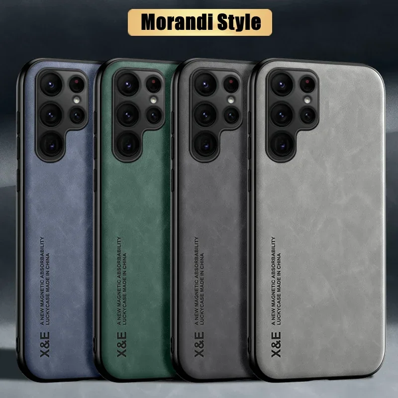 S24 S25 Ultra Magnet Case For Samsung Galaxy S25 Edge S24 S23 S22 S21 S20 FE Note 10 Plus 20 Ultra Leather Back Cover Shell Case