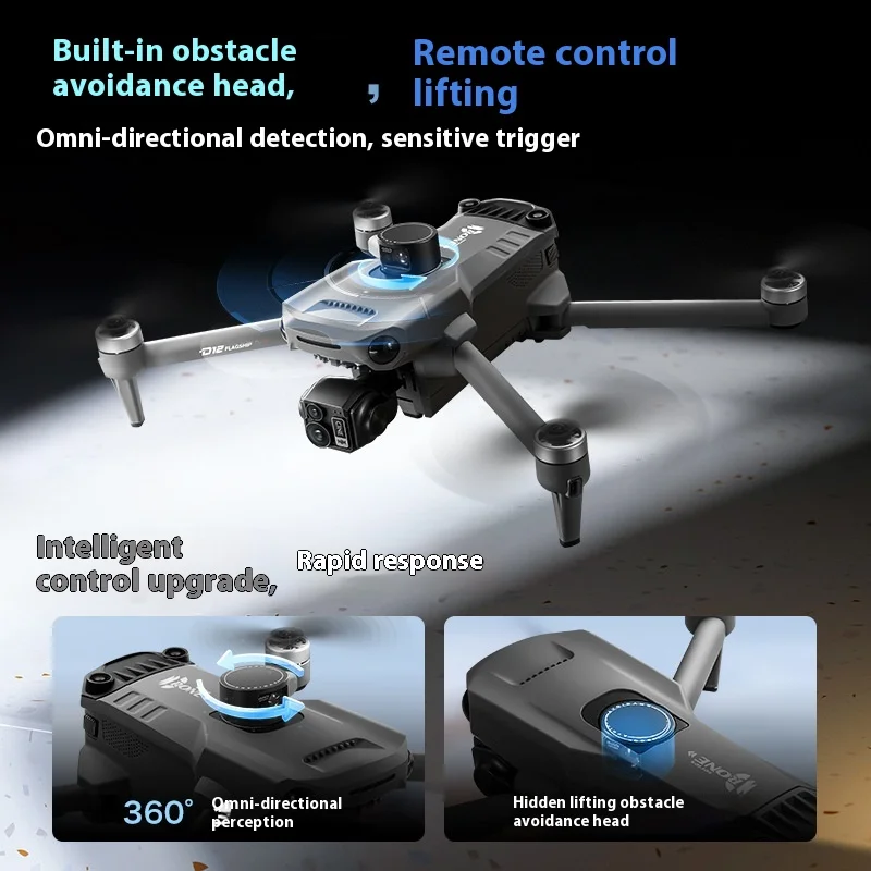 D12 Three-Axis Gimbal Drone, 7.2-Inch Brushless Relay Aerial Photography Vehicle With Touch Screen, Gps Obstacle Avoidance - Image 3