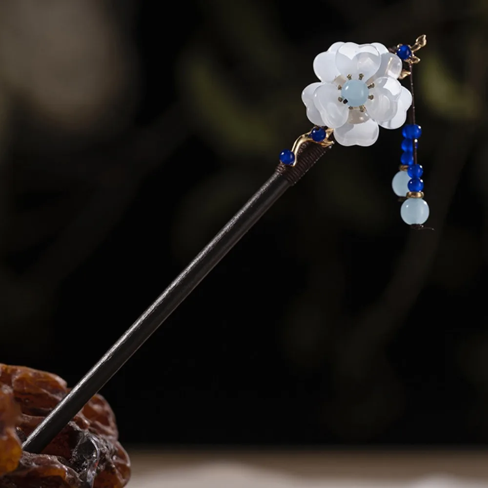 

Hair Ornament Ancient Style Chinese Hair Stick Handmade Wooden Hanfu Hair Bun with Tassel VIntage Hairpin Wedding