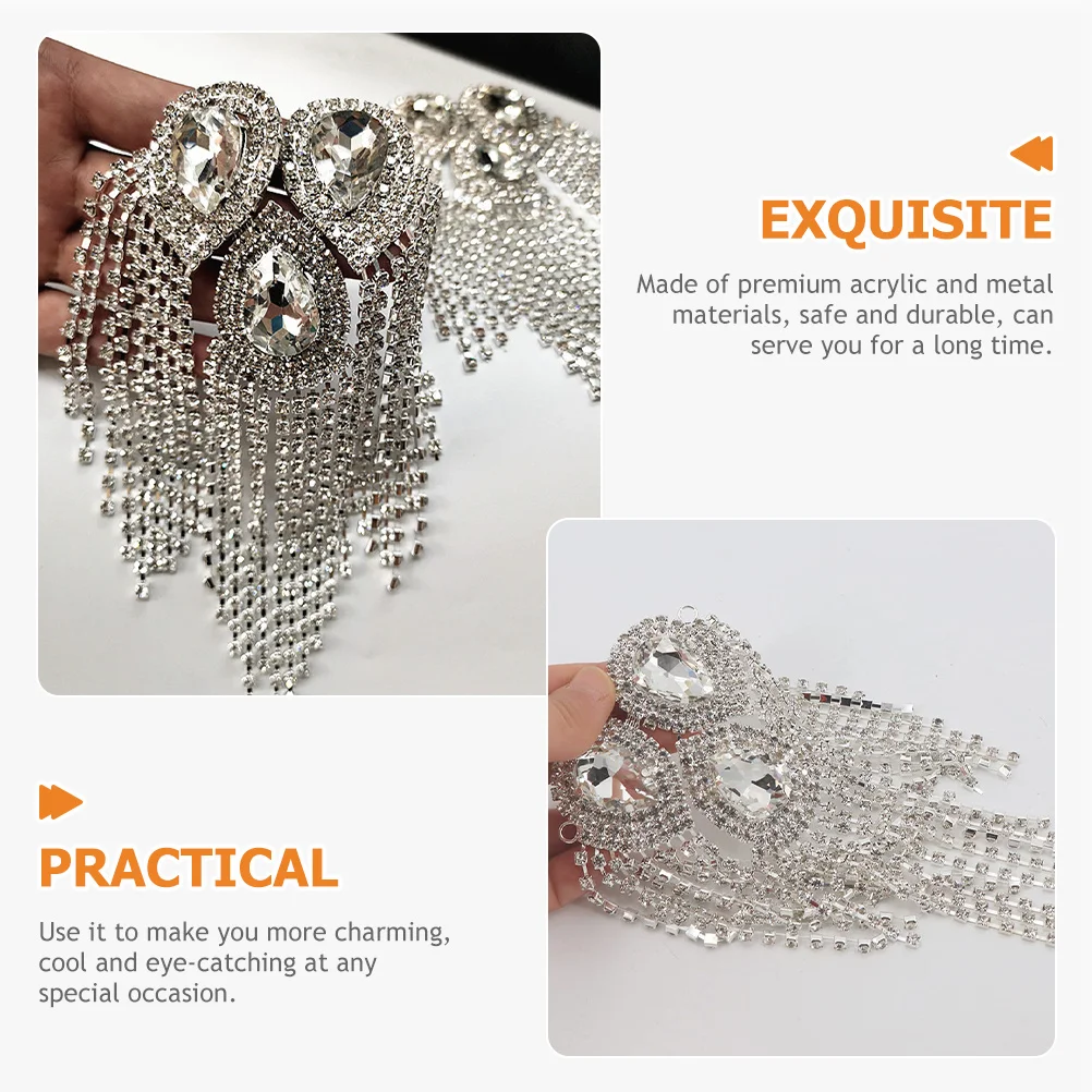 

Elegant Rhinestones Tassel Epaulet Shoulder Decor for Clothes Stylish Arm Accessory Sparkling Statement Charm