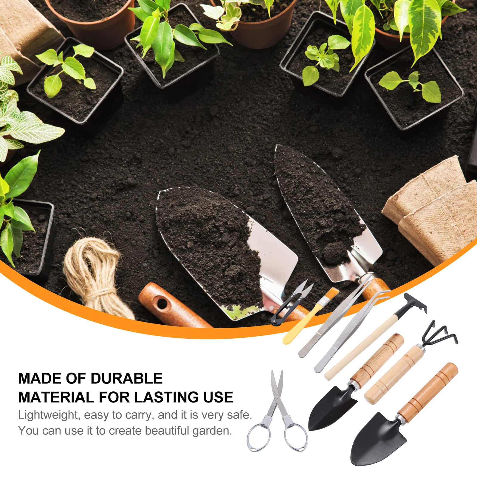 

10pcs Gardening Tools Kit Garden Hand Fork Rake Set Planting Transplanting Accessories For Yard Lawn Succulent Bonsai Potted