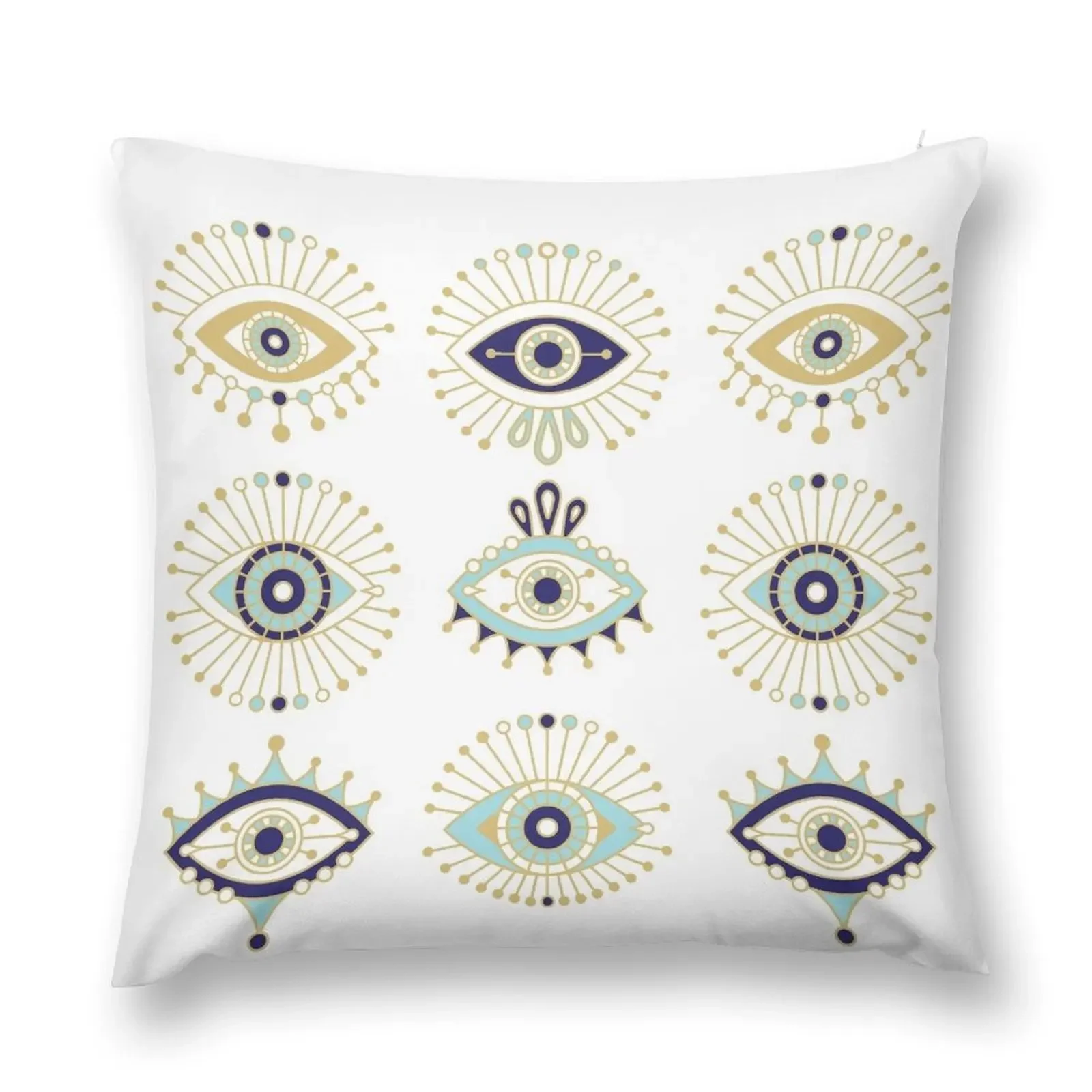 Evil Eye Collection on White Throw Pillow Pillow Cases Luxury Pillow Case