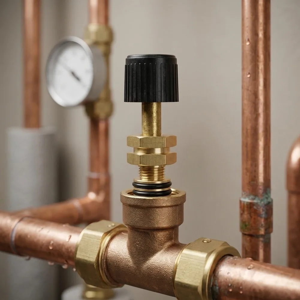 Brass Construction Water Makeup Valve for Wall-Mounted Gas Boilers with Discharge and Inlet Operational Support