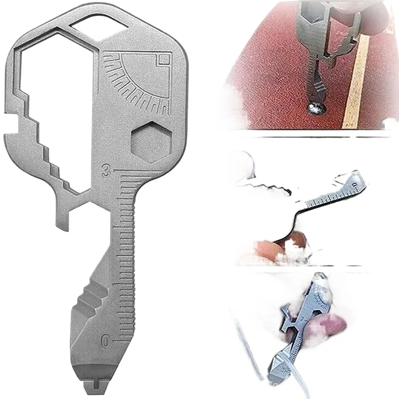 EDC24 in 1 Multifunction key tool combination stainless steel pendant mini portable keychain outdoor Tools bicycle screw wrench