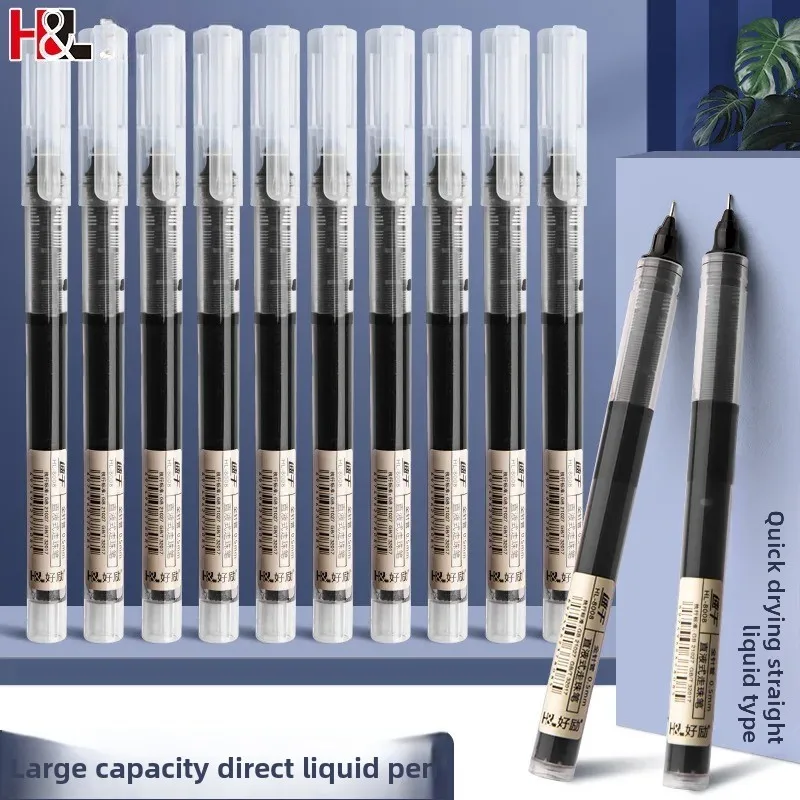 

5 шт., прямая шариковая ручка с жидким шариком, быстросохнущая карбоновая ручка, 0,5 мм, ролик для студентов, черная, красная игольная трубка, синяя для финансового учета