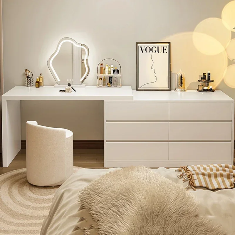 Mirror Led Lights Dressing Table Drawer  Makeup Dressing modern Table Bedroom White Comodas Con Cajones Barbie Furniture