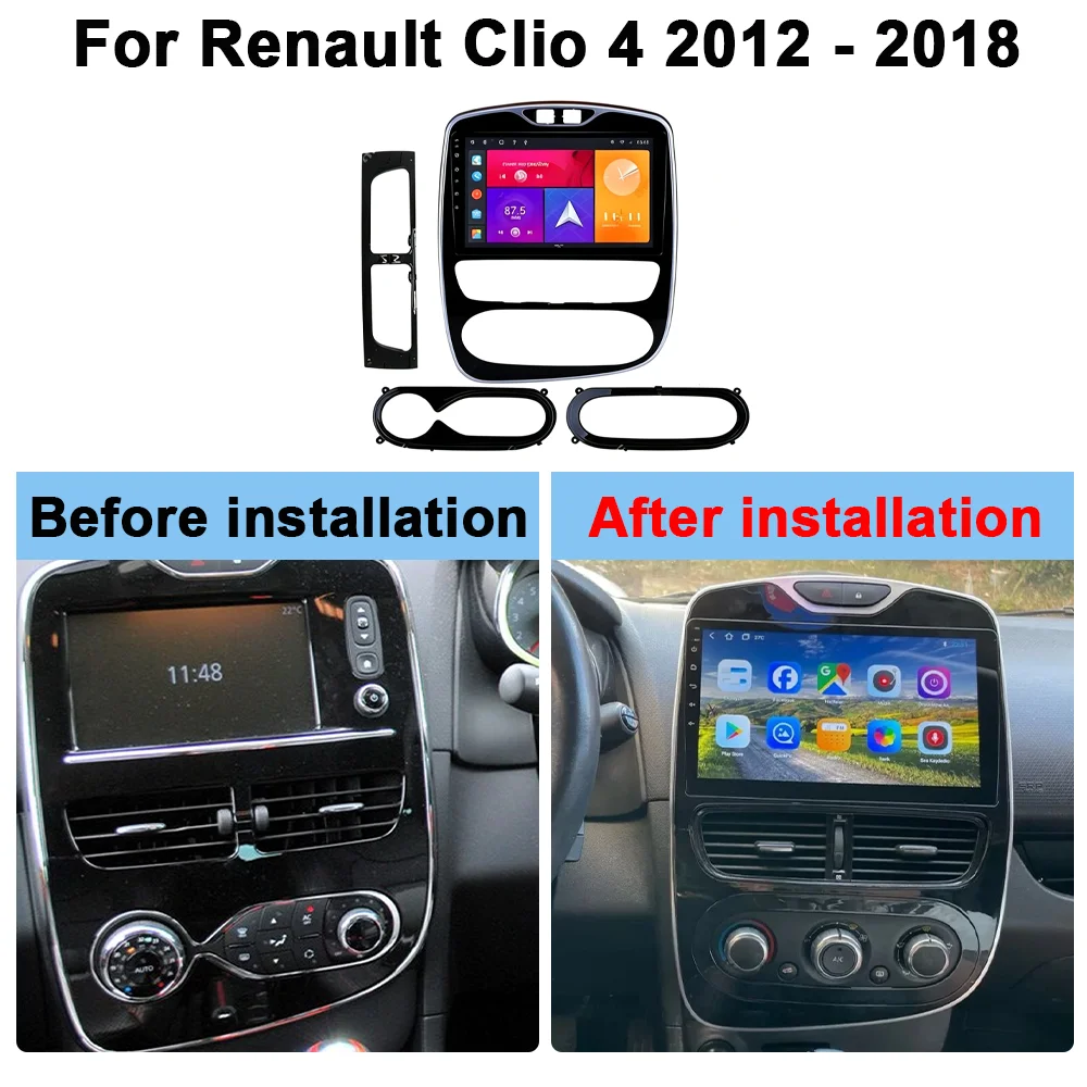 2Din 10inch CarPlay Android Auto Car Radio for Renault Clio 4 2012-2018 Multimedia Navigation GPS RDS DSP 4G BT Qualcomm 8 Core