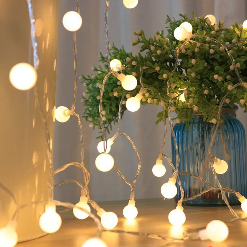 Home Decor Fairy Light 3M 6M LED Ball String Lights Wedding Garland Decor Light Christmas Tree Decoration Lights Battery USB