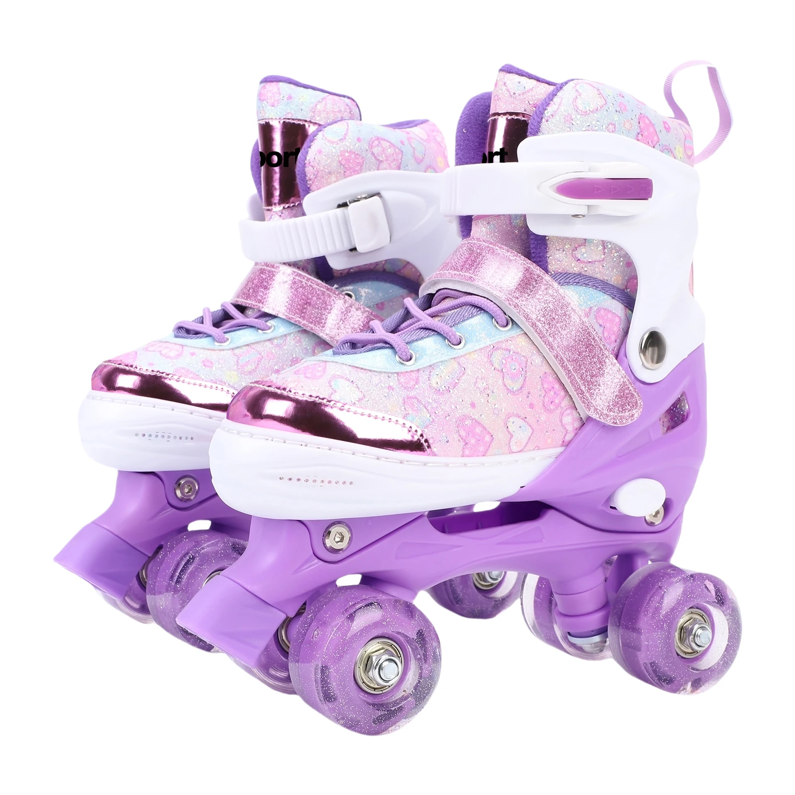 Tomshoo Rollschuhe für Kinder und Mädchen im Alter von 6–12 Jahren, 4 Größen, verstellbare Blinkräder, ABEC-Lager, dreifacher Schutz für draußen und drinnen – Detail 3