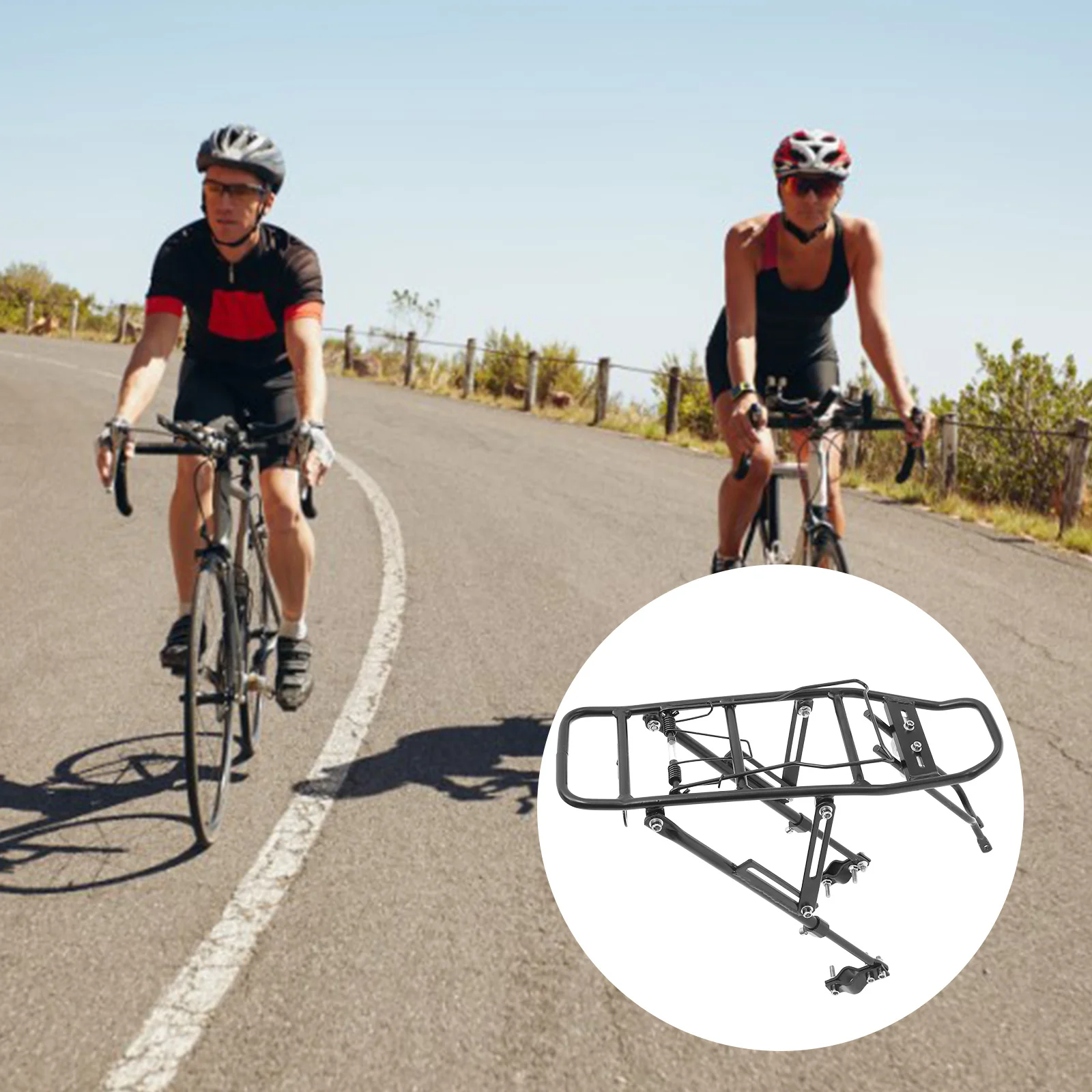 

Adjustable Aluminum Alloy Bike Rear Rack Strong Load Bearing Capacity Easy Install for Panniers Baskets Backpacks Cycling Cargo