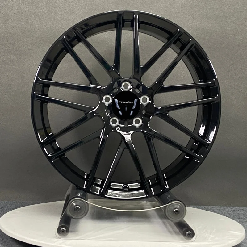 

High quality Customization Light Weight 18 19 20 21 22 Inch Five Holes Gloss Black Aluminum Forged Car Rims