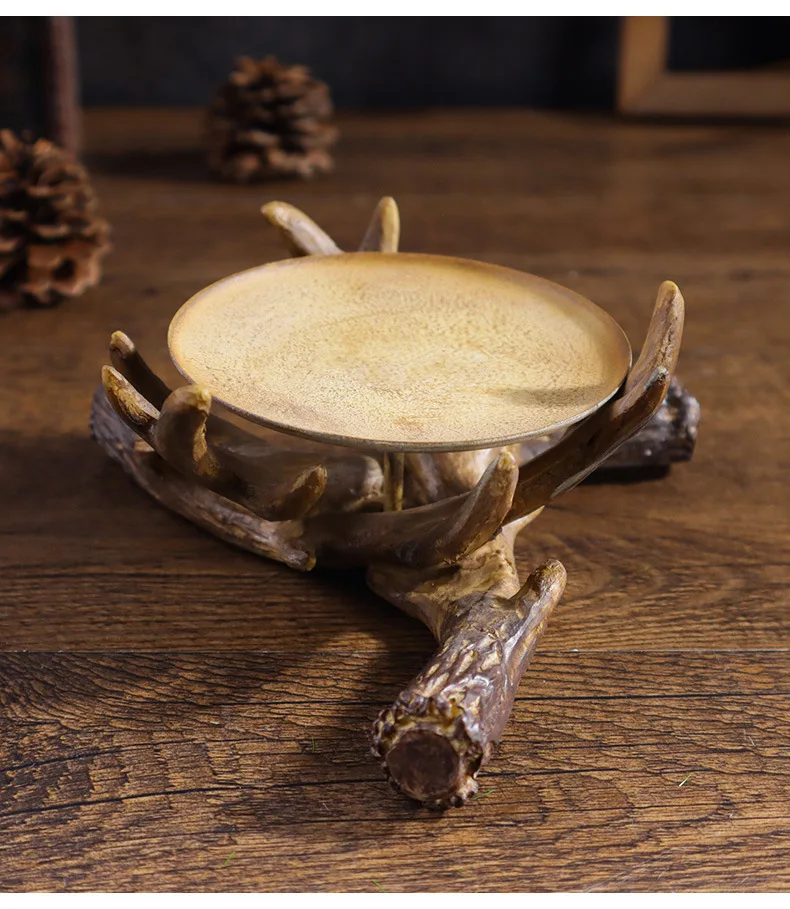 

Deer Antler Candle Holder Farmhouse Decor Sturdy Ornament Craft Uniquer Resin Tabletop Decor Home Ornament for Anniversary