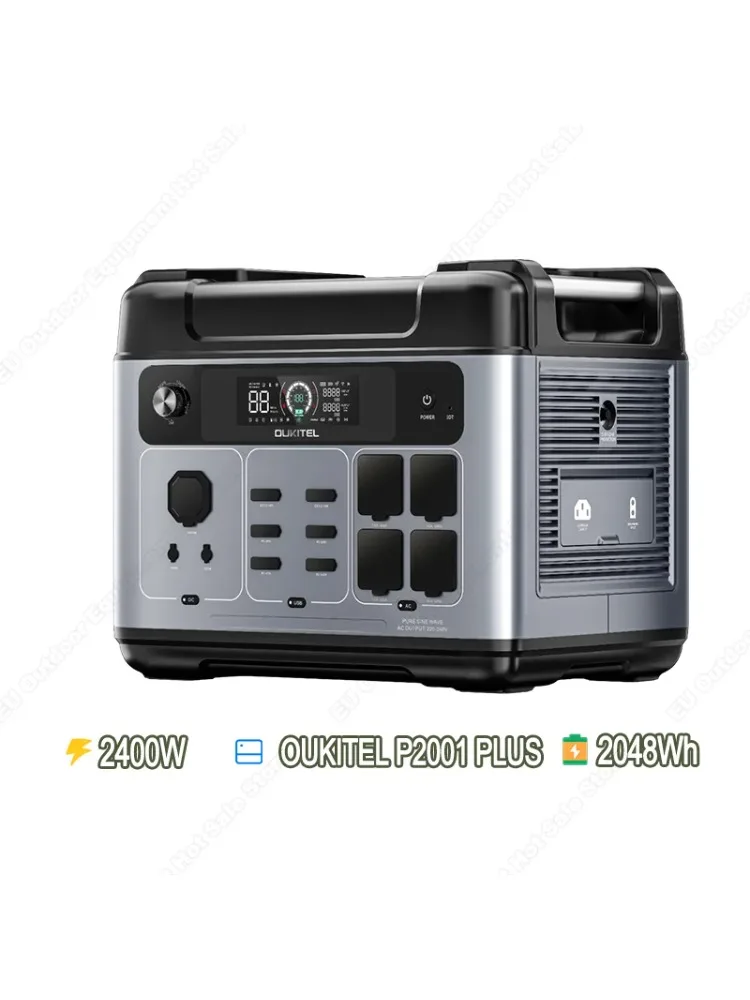 OUKITEL P2001E PLUS Tragbare Powerstation 2400W Solar-Generator 2048Wh Lifepo4-Batterie für Notstromversorgung zu Hause, Outdoor-Camping, mobile Stromversorgung