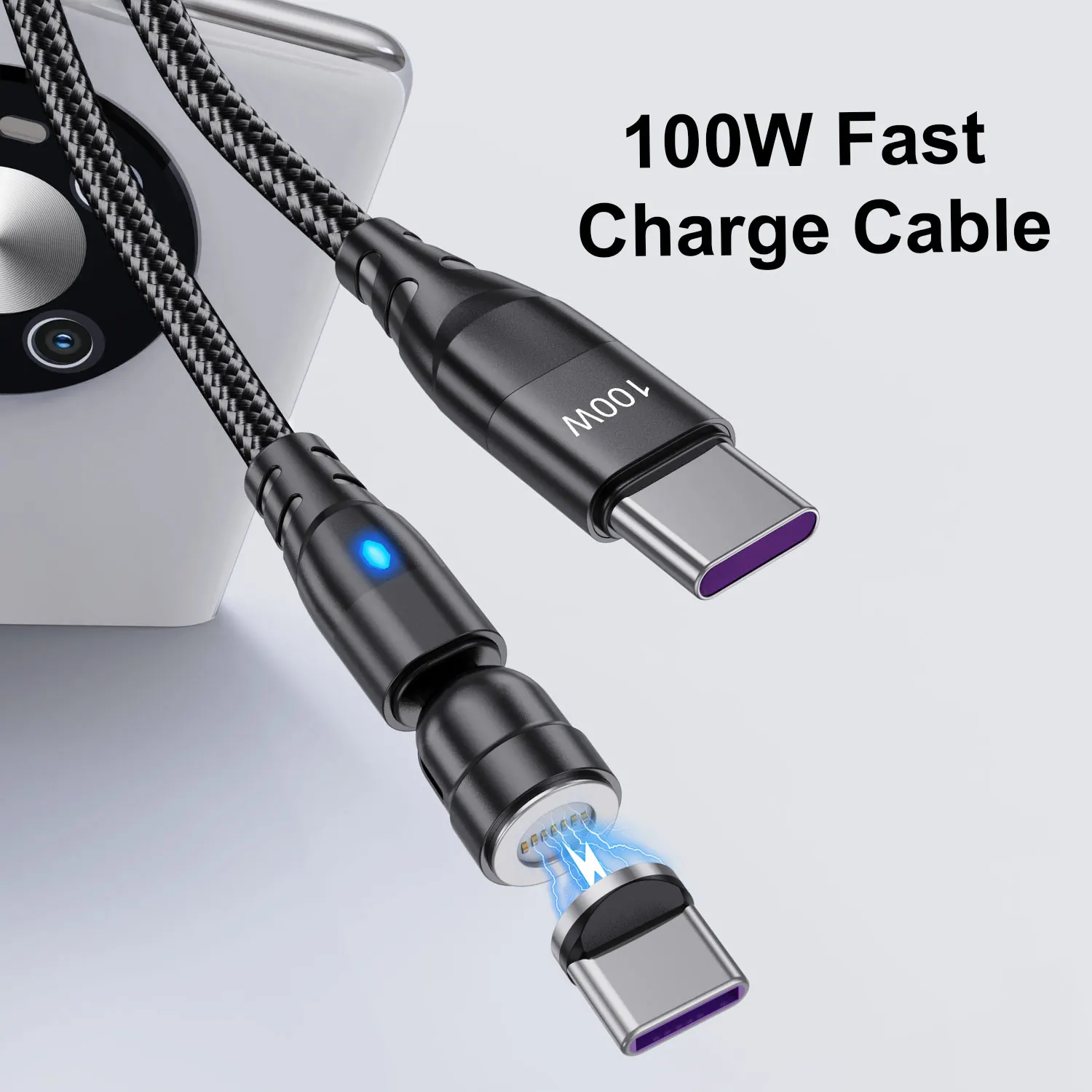 100W USB C To Type C Fast Charging Magnetic Cable Micro Magnetic Phone Data Cord Wire For iPhone 15 14 11 Pro Max Samsung Huawei