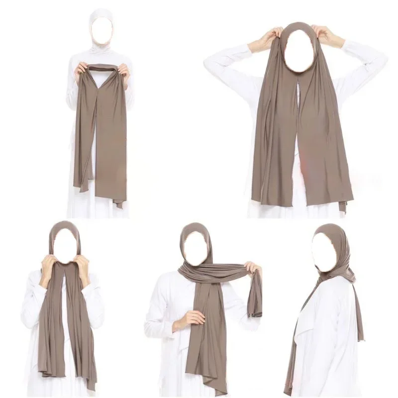 75*175CM Easy To Wear Jersey Hijab Scarf Solid Color Instant Modal Slit Hijab Thin Soft Sunscreen Pullover Head Wrap For Women