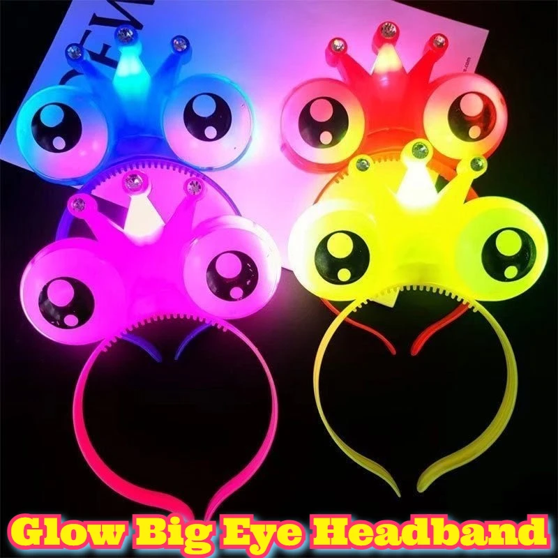

Glow Big Eye Headband Light Up Alien Skull Design Cute Funny Headwear Amusing Atmosphere Decor Party Gathering School Event New