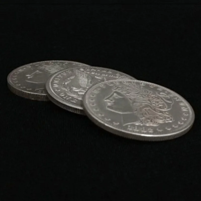 Triad Coins (Morgan Gimmick) Magic Tricks Produce Vanish Change Three Coin Magia Close Up Illusions Gimmick Props Mentalism Fun