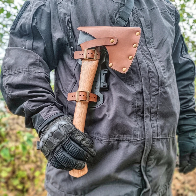 

Outdool Tactical Molle Clip Portable Accessories With Hatchet Blade Cover Durable Axe Leather Pu Sheath Bushcraft Camping Tools