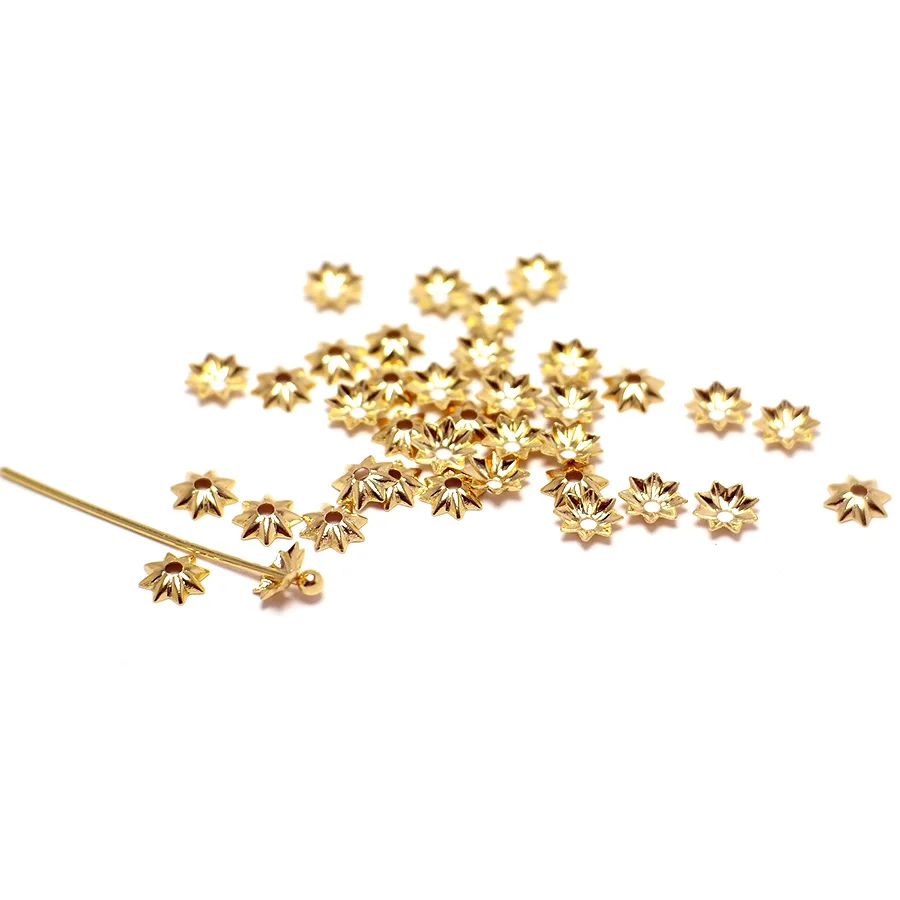 50pcs Flower Spacers,Gold Color Plated Brass,Octagon Spacers Beads,Earring Findings Jewelry Supplies 5x1.15mm