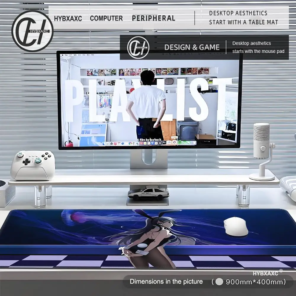 Kelinci gadis Sakurajima Mai alas Mouse meja bantalan Mouse lucu HD bantalan meja diperpanjang alas Keyboard game besar XXL bantalan Mouse 90x40