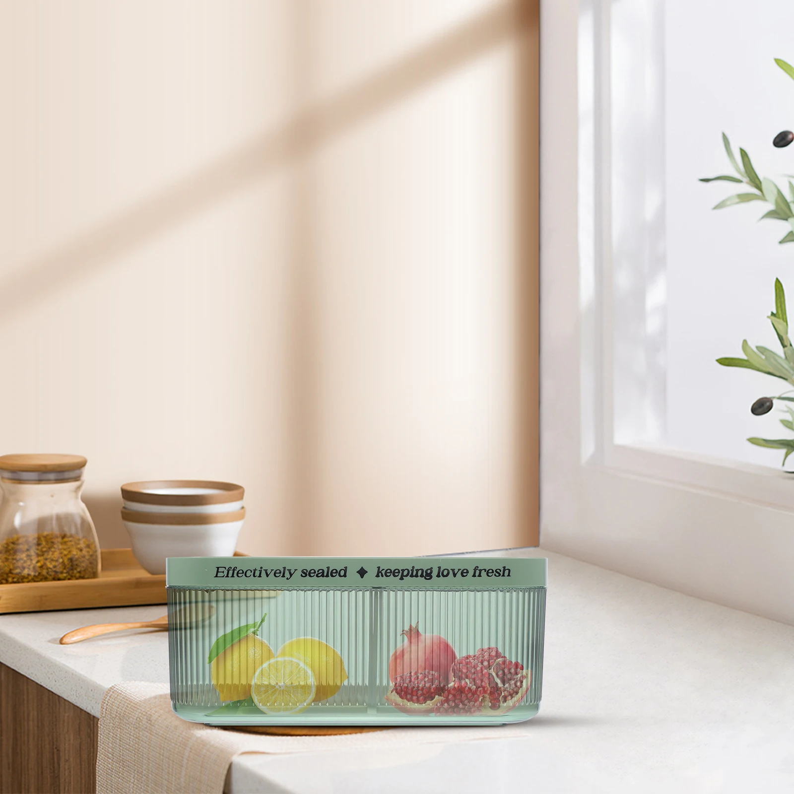 

Refrigerator Storage Bin Fridge Organizer Container Drain Tray Fruit Vegetable Container Stackable Easy Clean