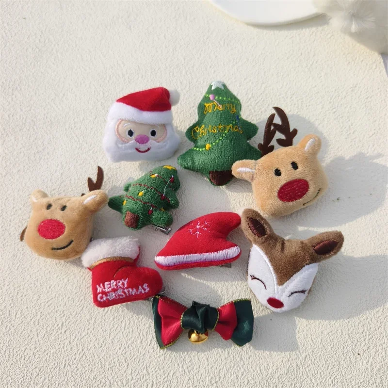 Cute Creative Christmas Tree Pet Hair Clip Candy Cherry Acetate Duckbill Clip for Small Medium Dog Catpet Supplies Accessories