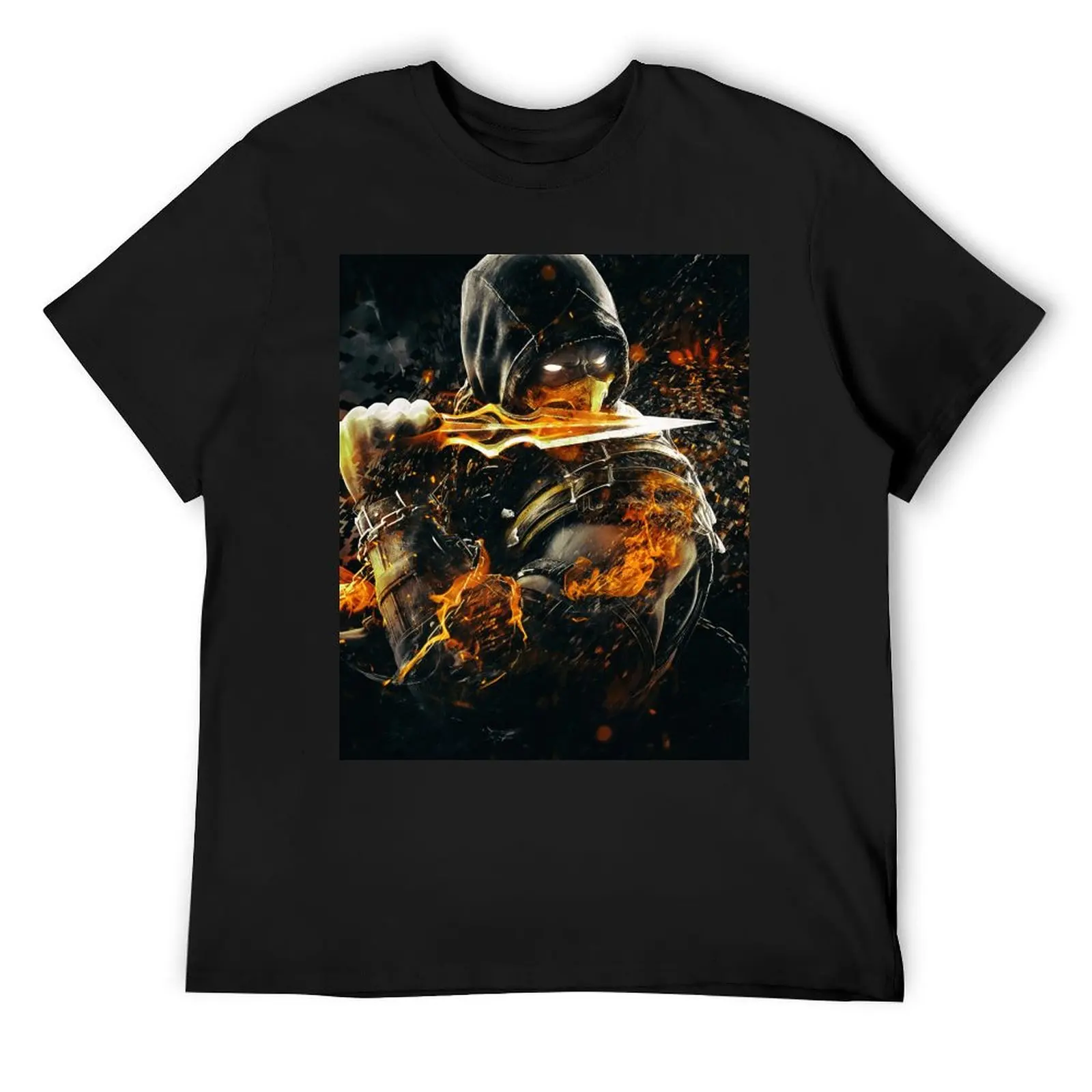 Mortal Kombat X Scorpion on Fire T-Shirt shirts graphic anime tshirt Short sleeve tee funny t shirts men