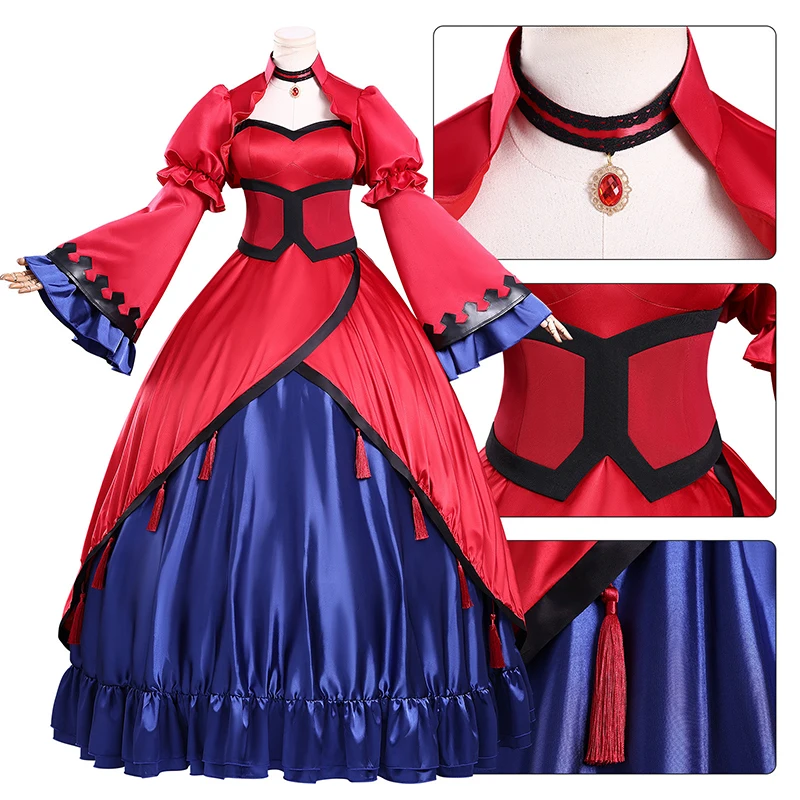 

Anime The Holy Grail Of Eris Scarlett Castle Cosplay Costume Women Lolita Red Dress Masquerade Uniform Halloween Outfits