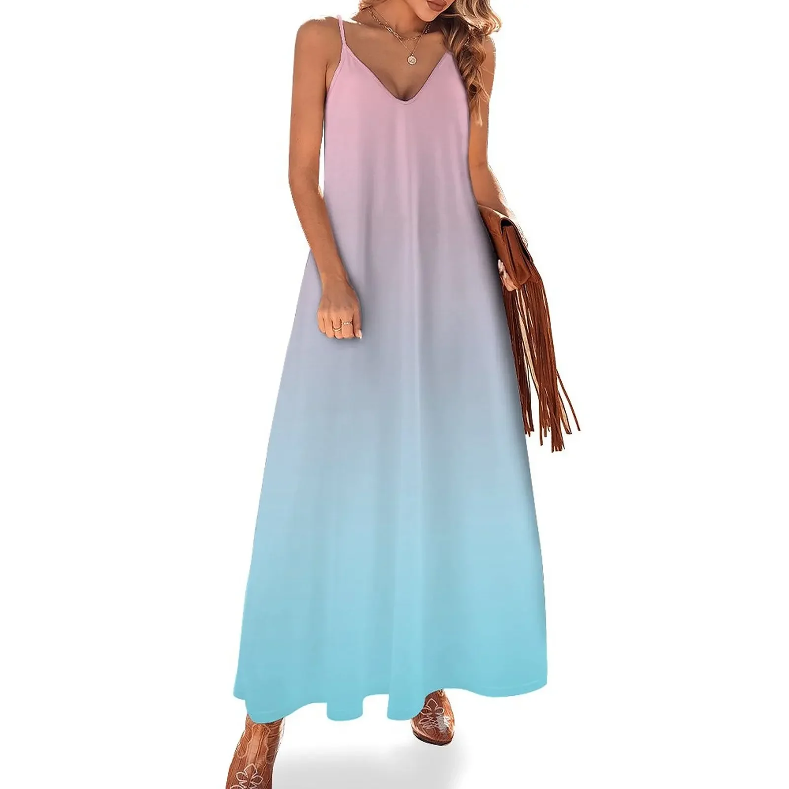 

Pink Blue Pastel Ombre Gradient Sleeveless Dress summer outfits for women 2025 Woman clothes summer dress womens 2025 Dress