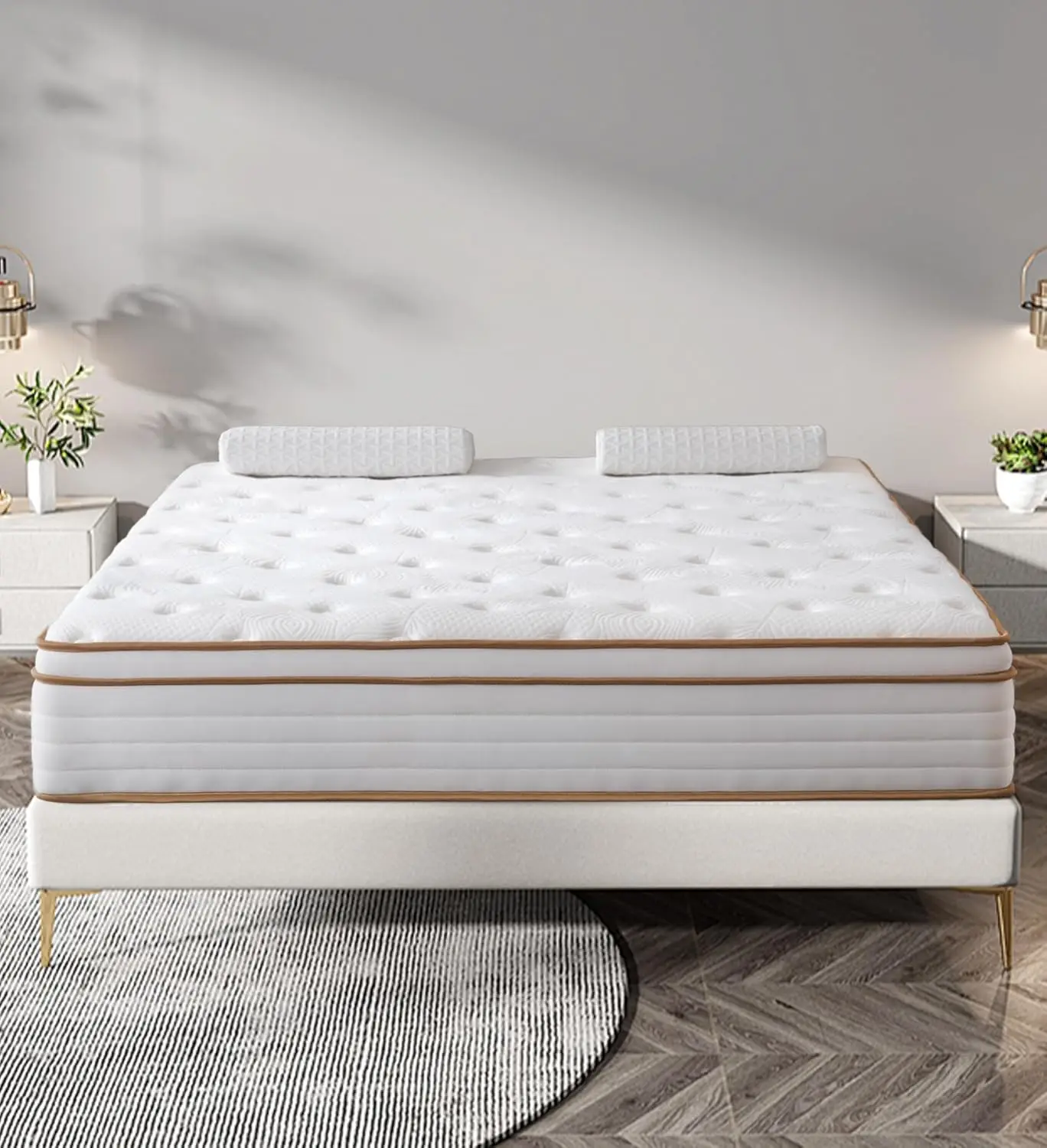 Colchão Queen, híbrido de espuma viscoelástica de 12 polegadas, molas de bolso, alívio de pressão, isolamento de movimento, CertiPUR-US