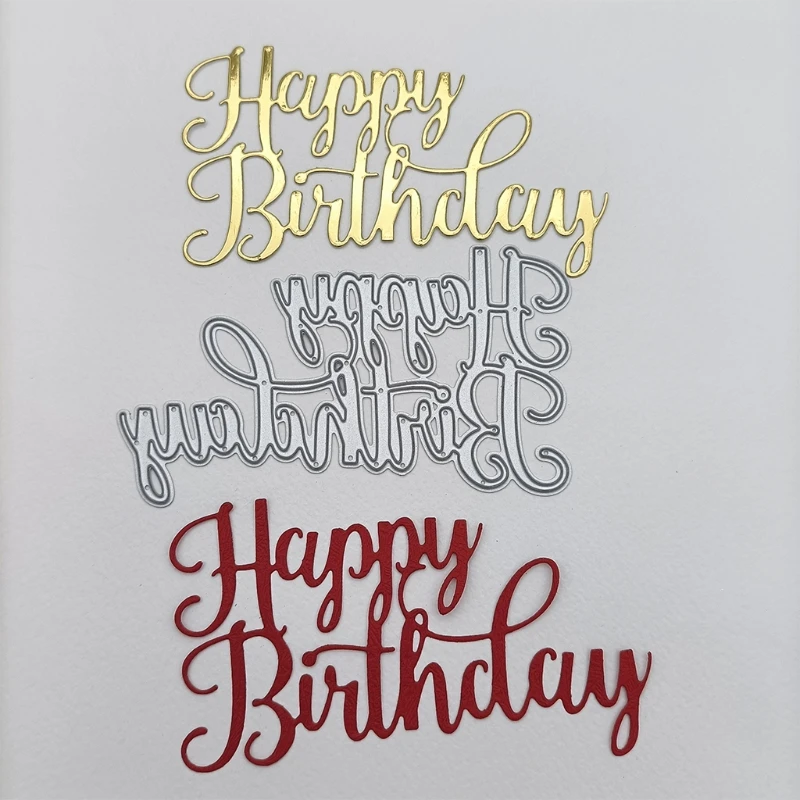 Happy Birthday Metal Cutting Dies Stencil DIY Scrapbooking Album Paper Card Template Mold Embossing Decoration