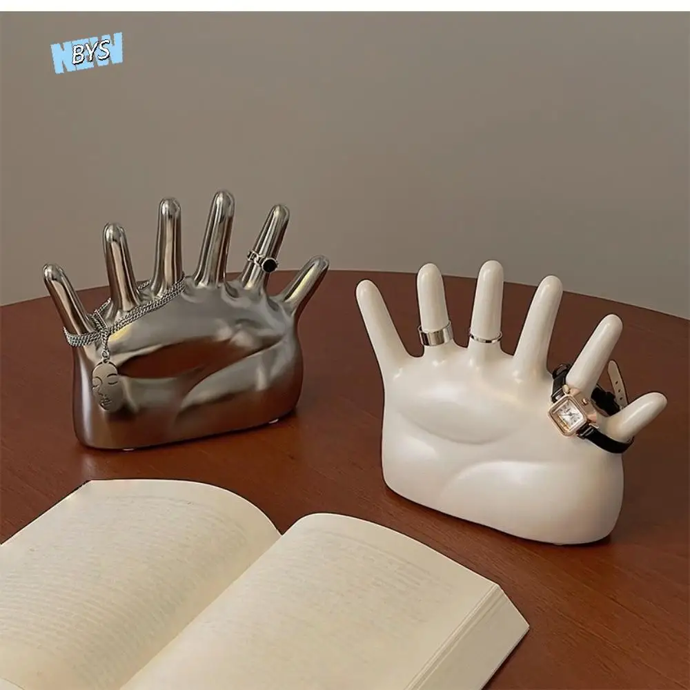 

6 Fingers Palm Shape Rings Holder Resin Vintage Jewelry Display Stand Simple Crafts Watch Organizer Living Room Bedroom Decor