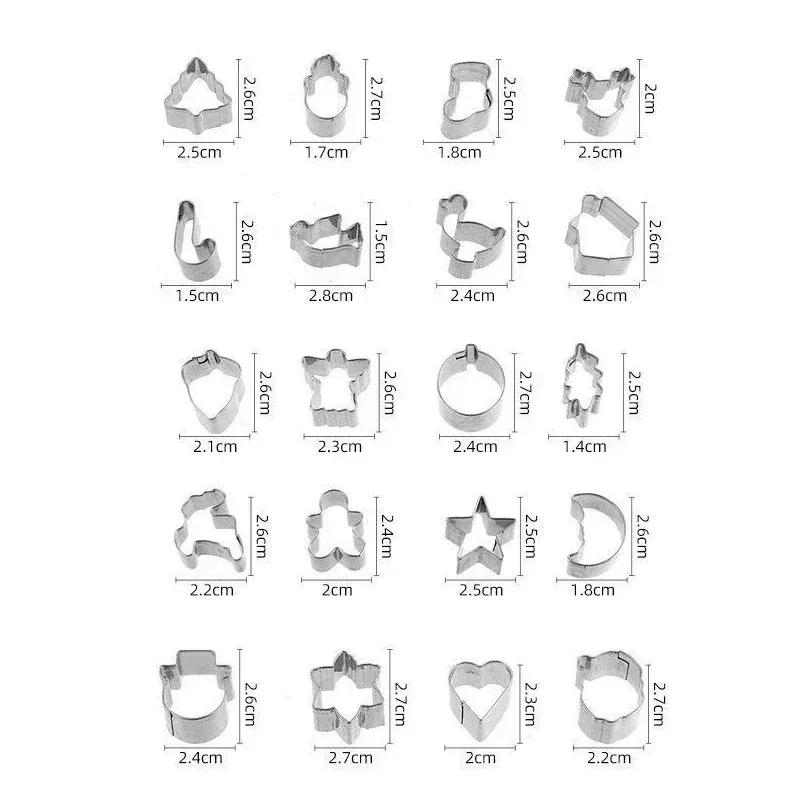 20pcs Stainless Steel Christmas Cookie Cutter Set Mini Baking Mold for Cookies Vegetables and Holiday Desserts view 6