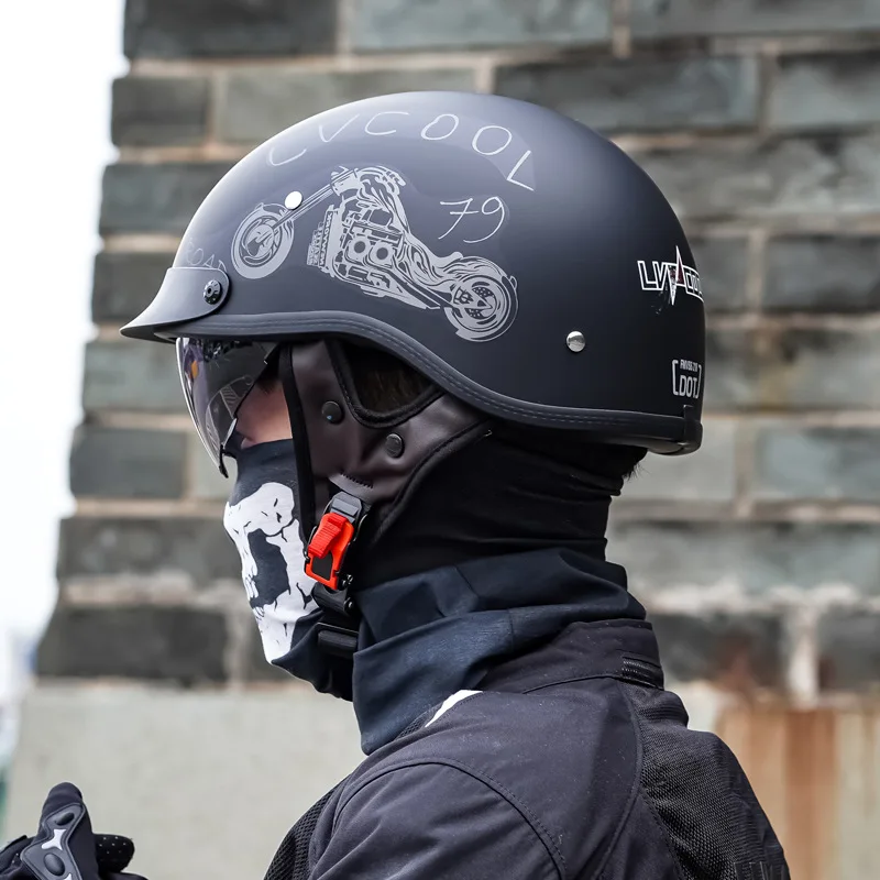 

Motorcycle Scooter Helmet Male Vintage Half Helmet Female Electric Locomotive Summer Battery Ladle Helmet