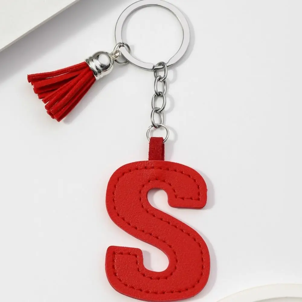 Keys Organizer PU 26 Letter Key Chain Tassel Key Ring Alphabet Car Key Buckle Business Bag Charms Business Key Holder Man