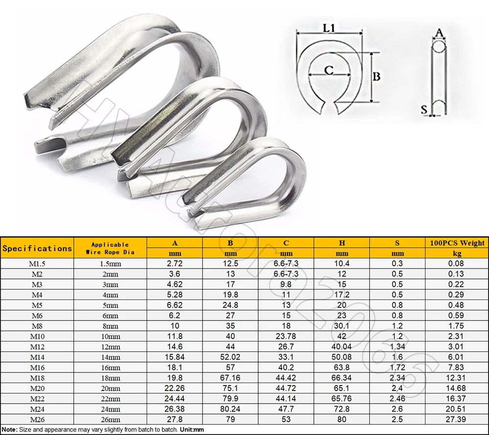 304 Wire Rope Protective Sleeve stainless Steel Cable Thimbles Clamps Hasps Chicken Heart Ring Rigging Fasteners M1.5 M2 to M16