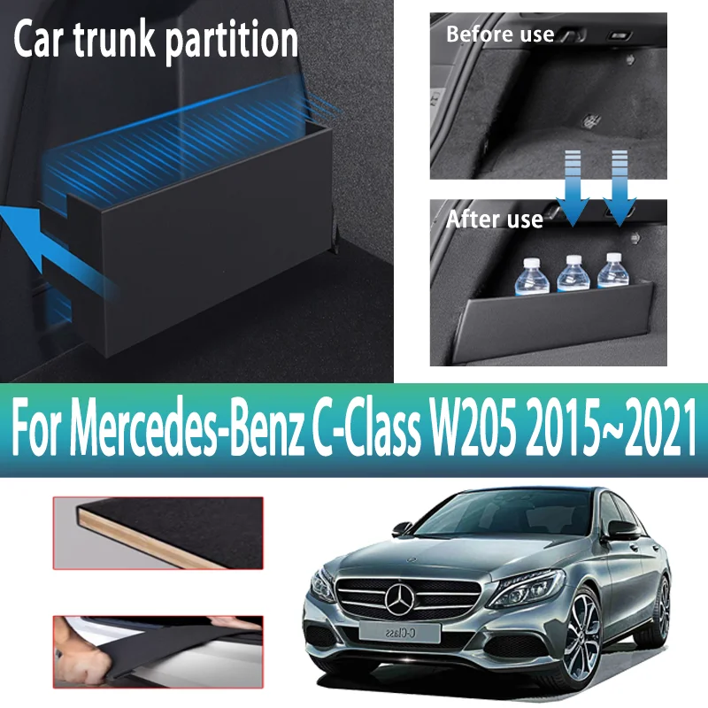 Car Organizer Trunk Side Partition For Mercedes-Benz C-Class W205 2015~2021 Modificatio Parts Trunk Accessories Storage Tools