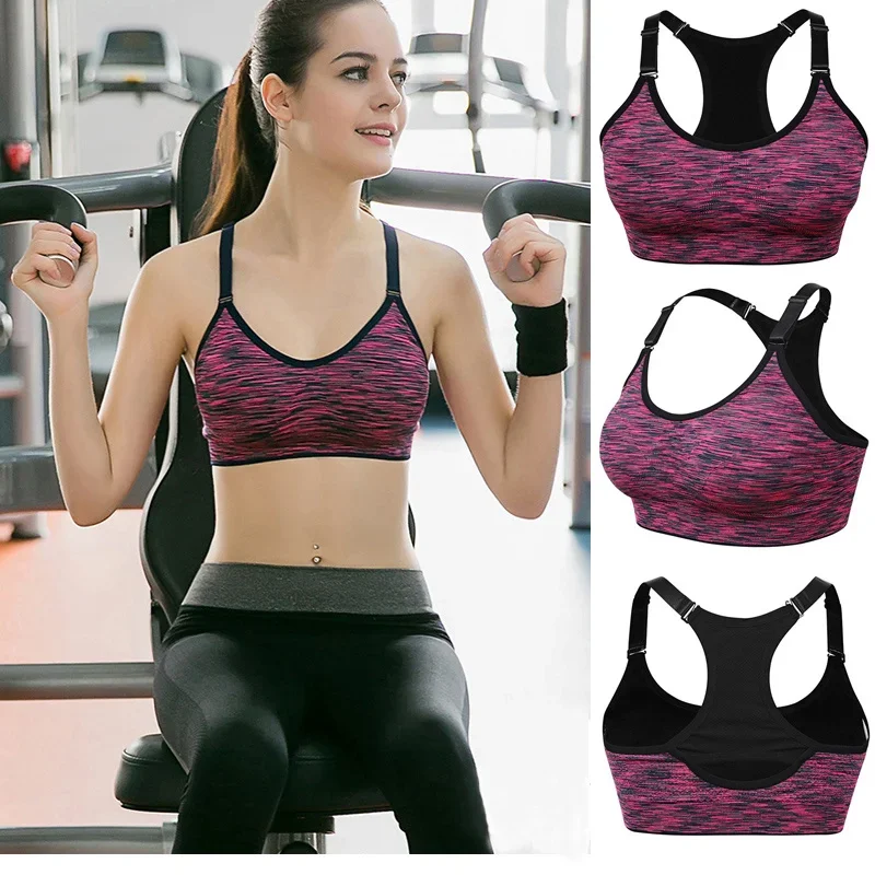 Shockproof  Wireless Sports Bra Top Women, Quick Dry Padded Yoga Sports Bra, Push Up Running Gym Fitness Bra for Fitness