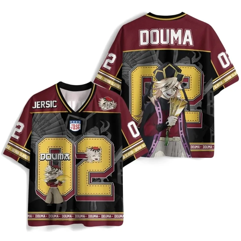 2026 New Japanese Anime Demon Slayer Doma V-neck Jersey, Breathable Short-sleeved, Unisex Couple Style Children's Sports T-shirt