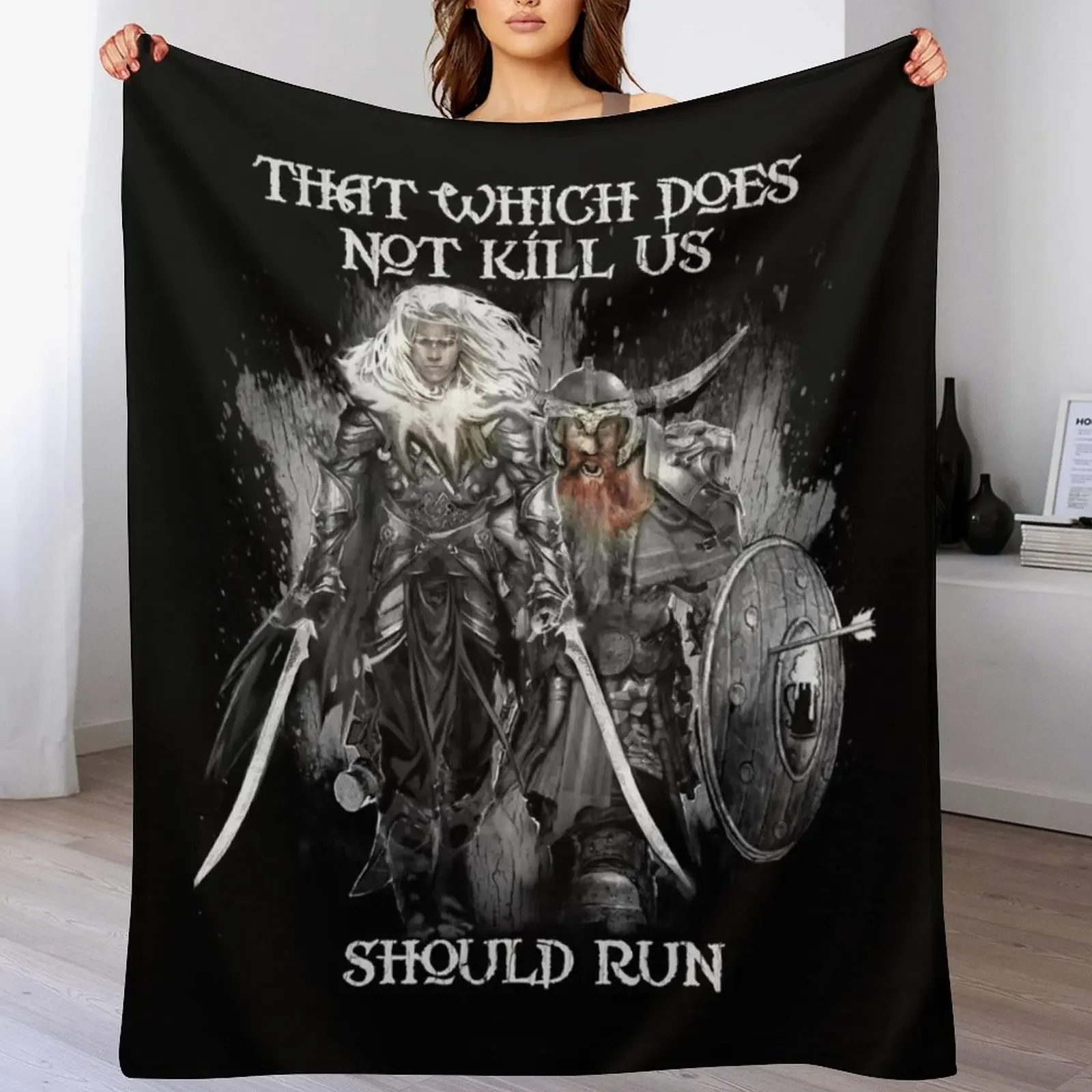 

Drizzt Do'Urden and Bruenor Battlehammer Throw Blanket Soft Big wednesday Softest Picnic Blankets