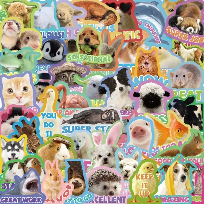 50pcs/set Sweet American Animal Sticker for DIY Decor Scrapbook Journal Kawaii Stationery Sticker Creative Design Funny Sticker