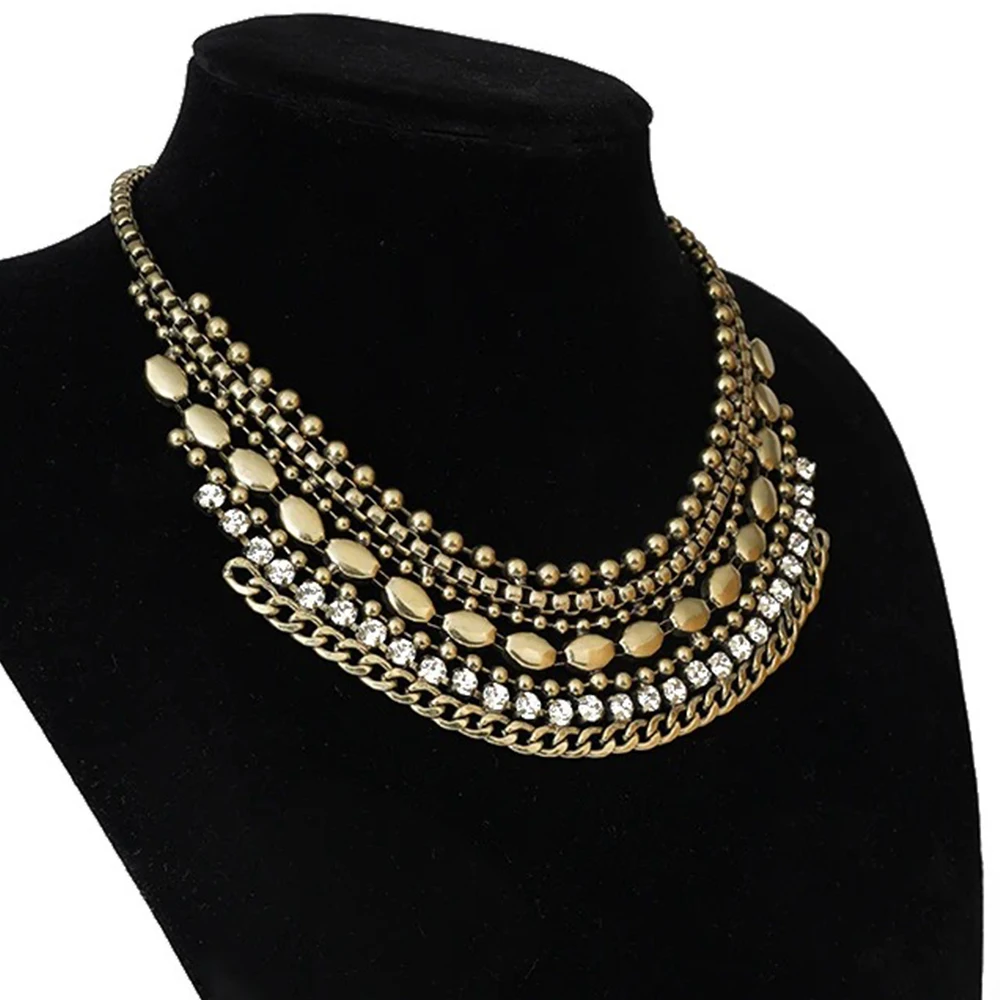 Boho Vintage Ethnic Metal Zircon Chain Naszyjnik dla kobiet Gypsy Choker Collar Statement Afghan Turkish Maxi Festival Biżuteria